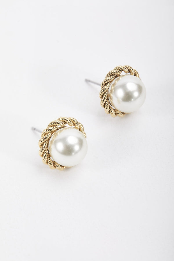 Carraig Donn Rope Detail Pearl Earrings