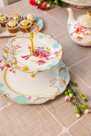 Carraig Donn Rosa Belle Two Tier Cake Plate