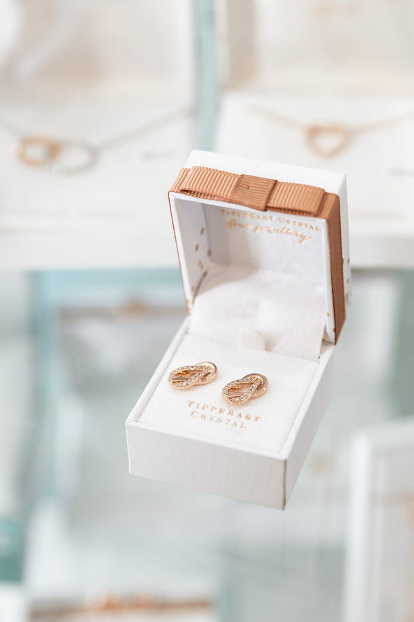 Carraig Donn Rose Double Swirl Earrings