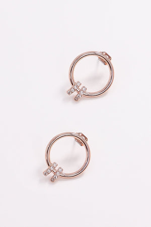 Carraig Donn Rose Gold Double Bar Earrings