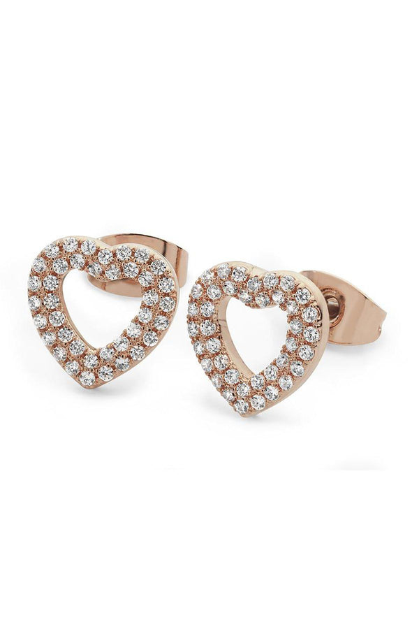 Carraig Donn Rose Gold Double Pave Heart Earrings