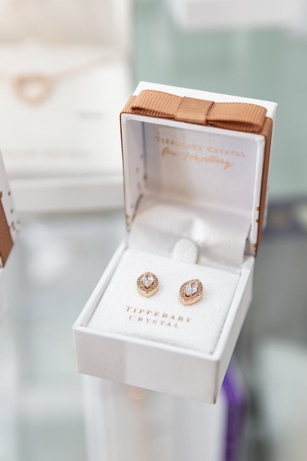Carraig Donn Rose Gold Marquise Cut Earrings