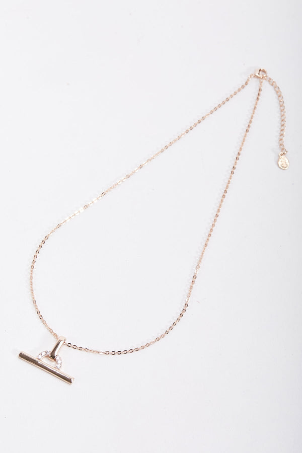 Carraig Donn Rose Gold T-Bar Charm Necklace