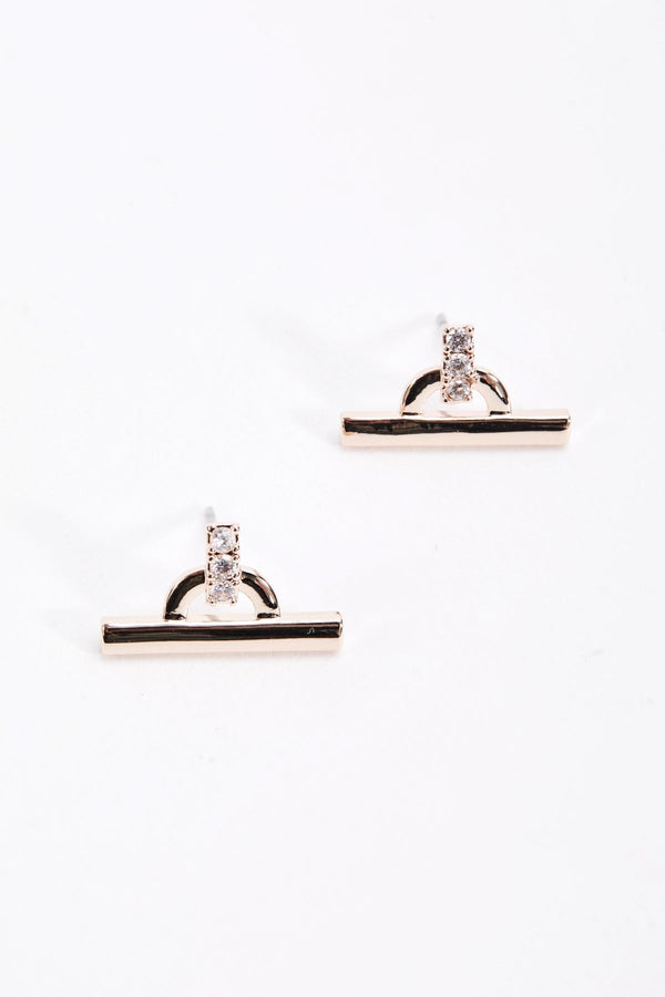 Carraig Donn Rose Gold T-Bar Earrings