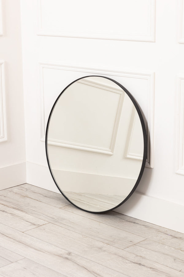 Carraig Donn Round Black Modern Mirror