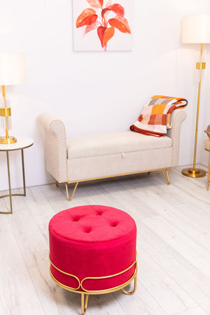 Carraig Donn Round Red Ottoman