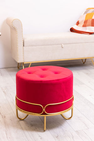 Carraig Donn Round Red Ottoman