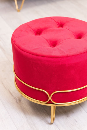 Carraig Donn Round Red Ottoman