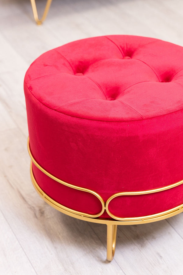 Carraig Donn Round Red Ottoman