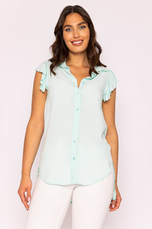 Carraig Donn Ruffle Viscose Top in Mint