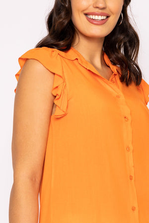 Carraig Donn Ruffle Viscose Top in Orange