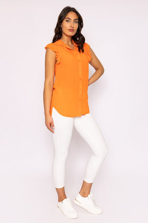 Carraig Donn Ruffle Viscose Top in Orange