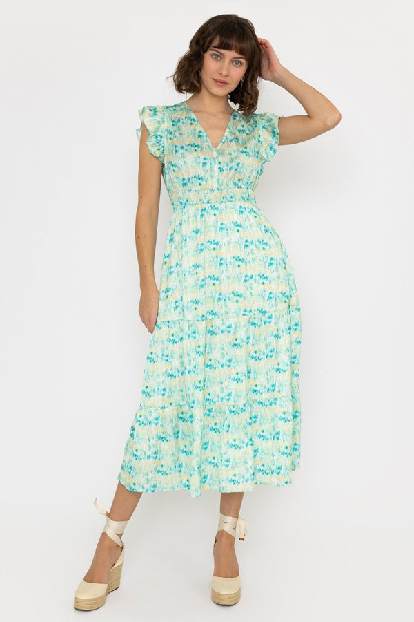 Carraig Donn Ruth Midi Dress in Green Print