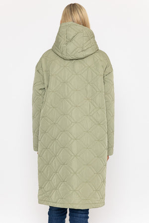 Carraig Donn Sage Green Long Line Hooded Coat