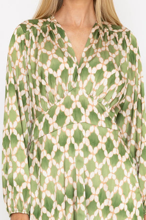 Carraig Donn Sateen Cliodhna Midi Dress in Khaki