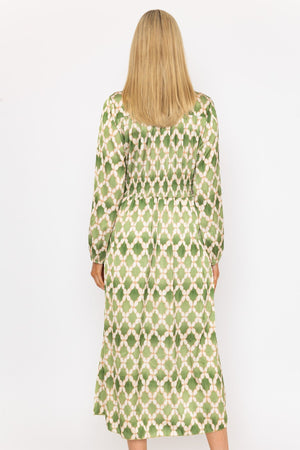 Carraig Donn Sateen Cliodhna Midi Dress in Khaki