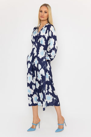 Carraig Donn Sateen Cliodhna Midi Dress in Navy