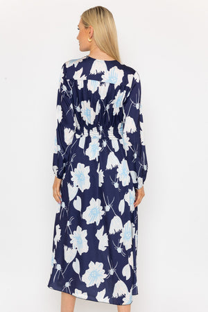 Carraig Donn Sateen Cliodhna Midi Dress in Navy