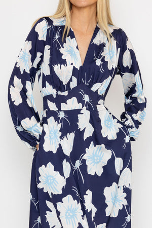 Carraig Donn Sateen Cliodhna Midi Dress in Navy
