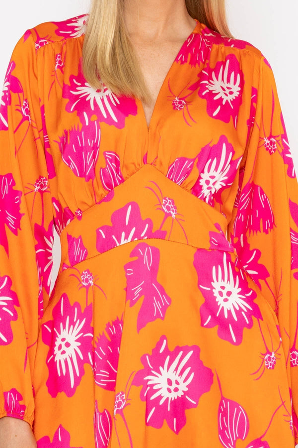 Carraig Donn Sateen Cliodhna Midi Dress in Orange