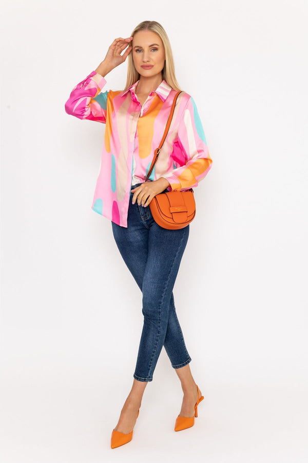 Carraig Donn Sateen Print Shirt in Pink Print