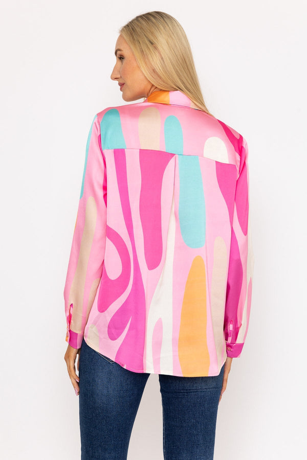 Carraig Donn Sateen Print Shirt in Pink Print
