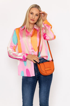 Carraig Donn Sateen Print Shirt in Pink Print