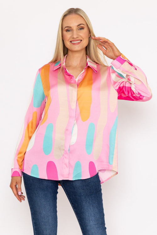 Sateen Print Shirt in Pink Print