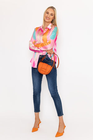Carraig Donn Sateen Print Shirt in Pink Print