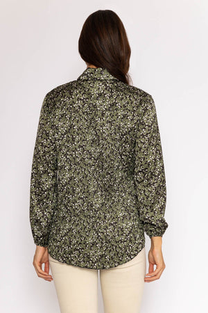 Carraig Donn Sateen Pussybow Blouse in Khaki