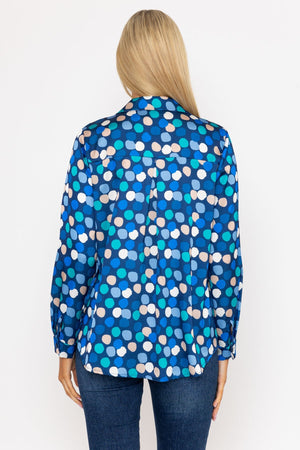 Carraig Donn Sateen Shirt in Blue and Navy Print