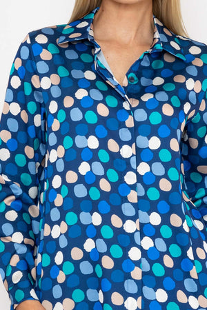 Carraig Donn Sateen Shirt in Blue and Navy Print