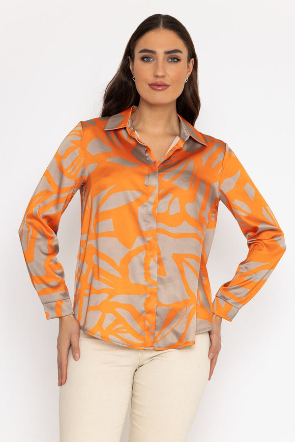 Carraig Donn Sateen Shirt in Orange Print