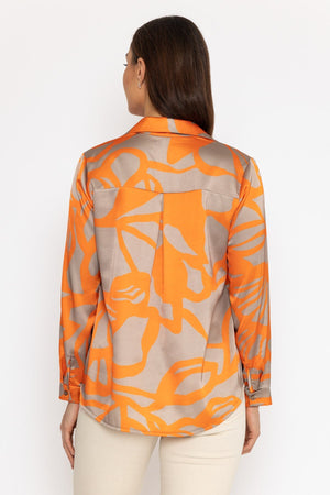 Carraig Donn Sateen Shirt in Orange Print
