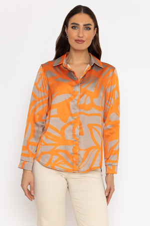 Carraig Donn Sateen Shirt in Orange Print