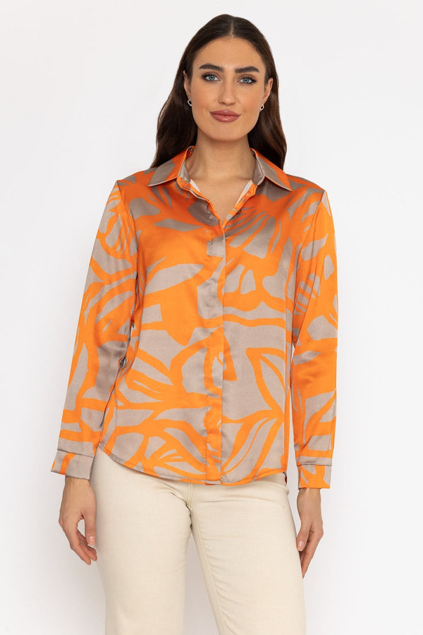 Carraig Donn Sateen Shirt in Orange Print