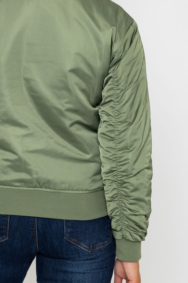 Carraig Donn Satin Bomber in Khaki