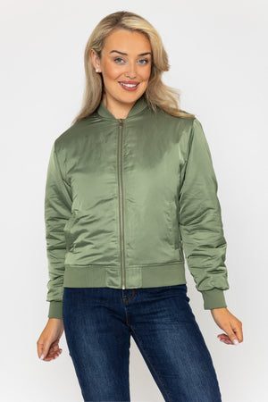 Carraig Donn Satin Bomber in Khaki