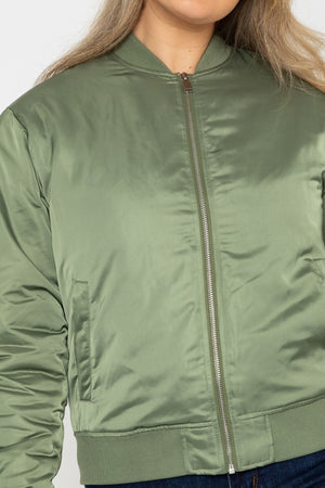 Carraig Donn Satin Bomber in Khaki
