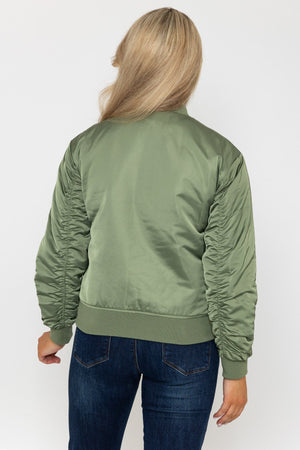 Carraig Donn Satin Bomber in Khaki