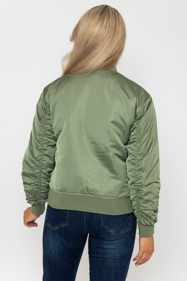 Carraig Donn Satin Bomber in Khaki