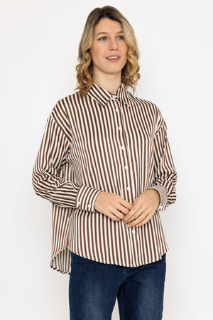 Carraig Donn Satin Stripe Shirt in Brown