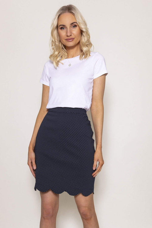 Scallop Hem Skirt in Navy