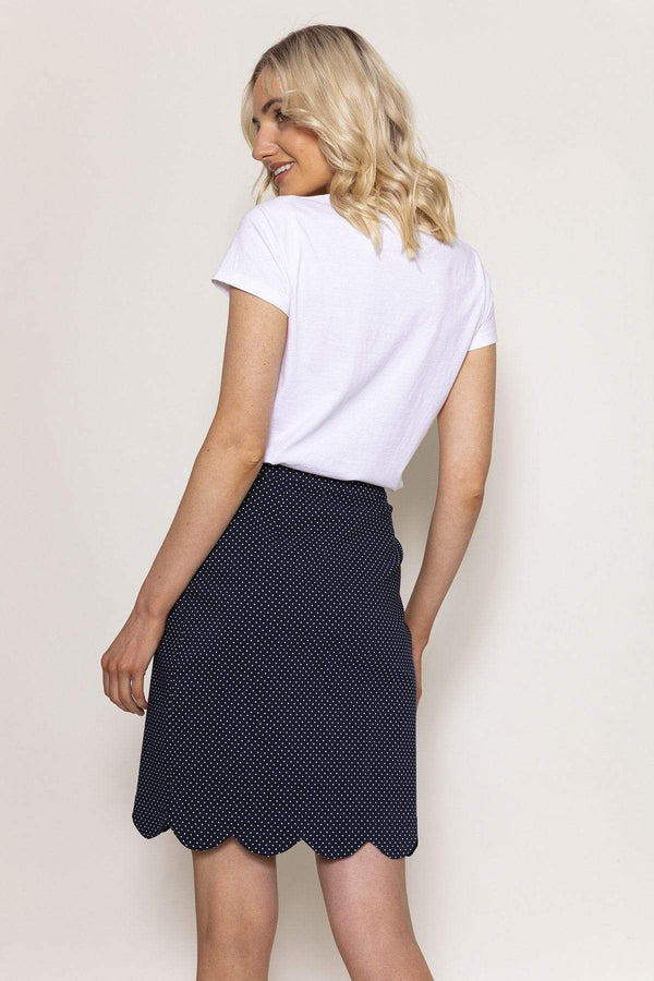 Carraig Donn Scallop Hem Skirt in Navy