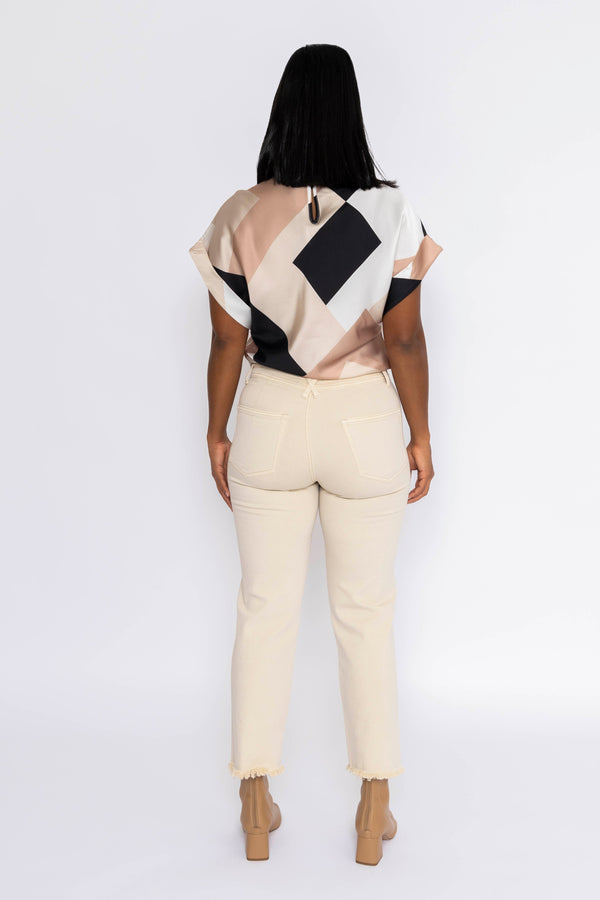 Carraig Donn Seamless Hem Jeans in Cream