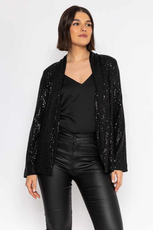 Carraig Donn Sequin Chuck On Jacket in Black
