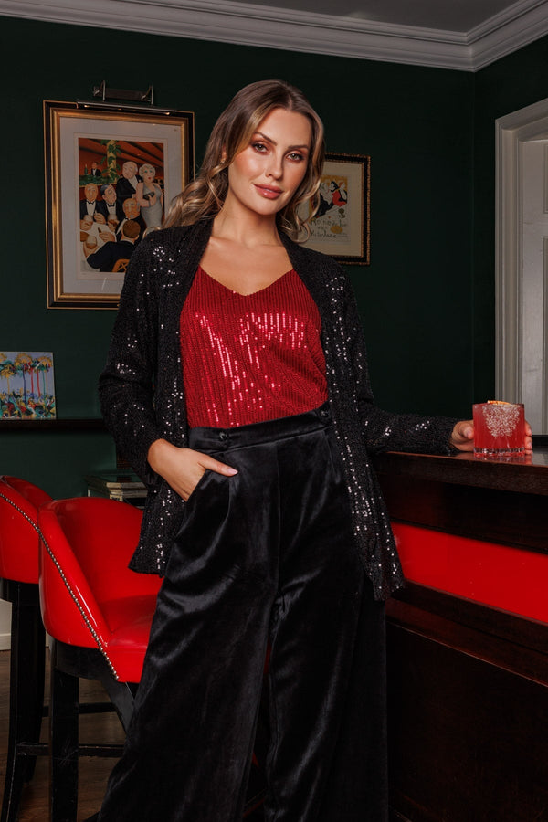 Carraig Donn Sequin Chuck On Jacket in Black