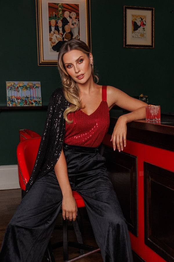 Carraig Donn Sequin Chuck On Jacket in Black