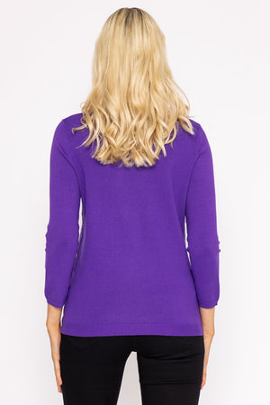 Carraig Donn Sequin Crew Neck 3/4 Sleeve Knit in Purple