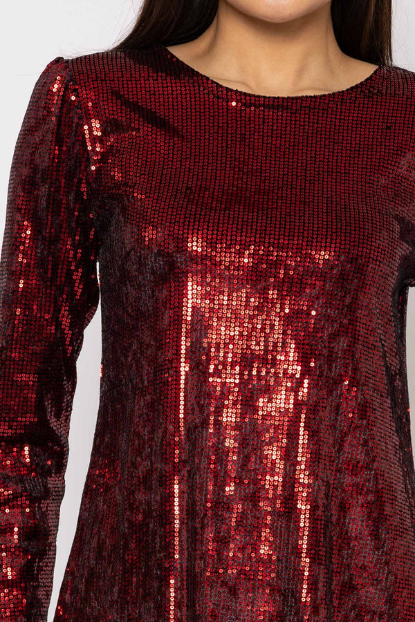Carraig Donn Sequin Mini Dress in Red